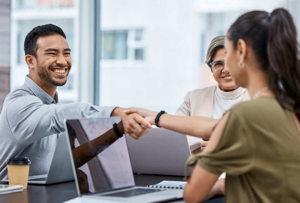 Business handshake in IT consultation